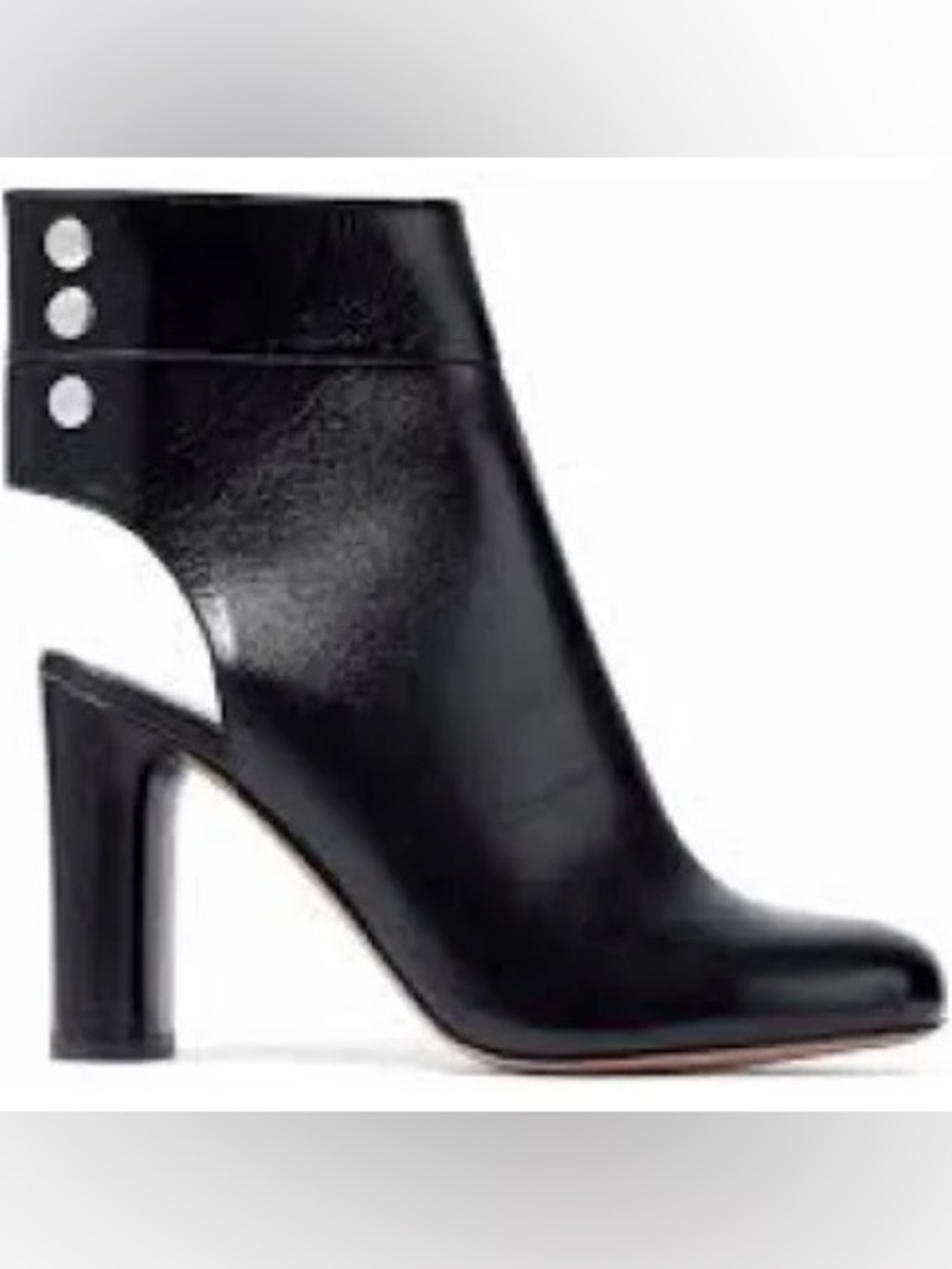IRO Black Leather Heeled Ankle Boots Snap Closure